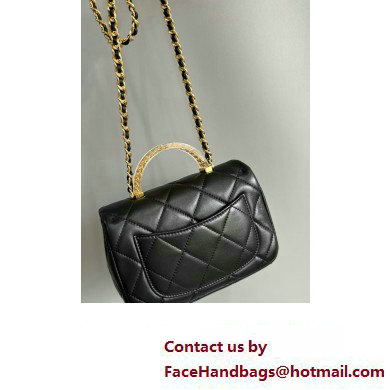 Chanel Lambskin, Resin  &  Gold-Tone Metal Small Flap Bag with Top Handle AS4848 Black 2024